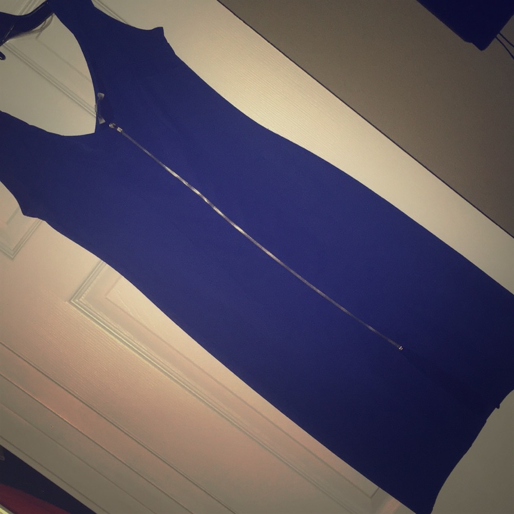 Blue zip up party dress